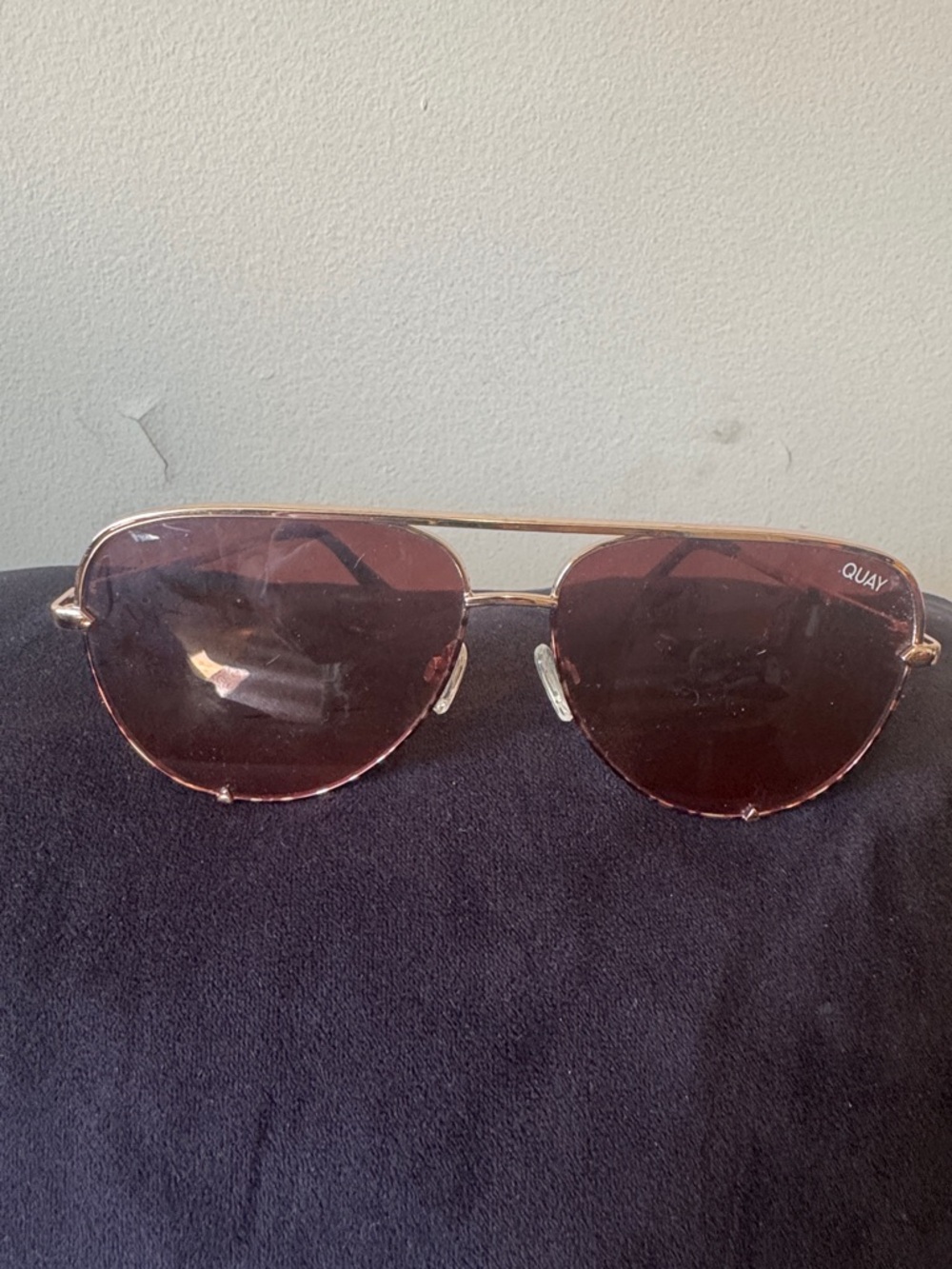 Quay Australia Gold Frame Sunglasses with Brown Tinted Lenses